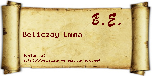 Beliczay Emma névjegykártya